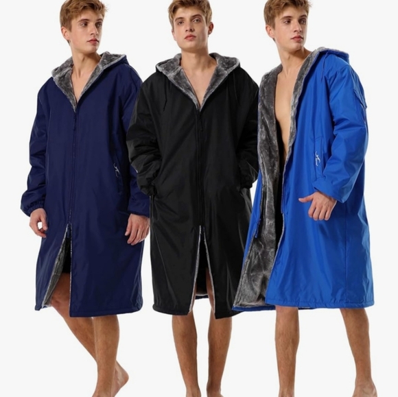 Adoretex Navy Blue Swim Parka with Yellow Fleece Lining - Picture 2 of 10